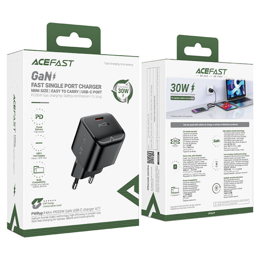 Acefast A77 mini PD30W GaN single USB-C charger set C TO C